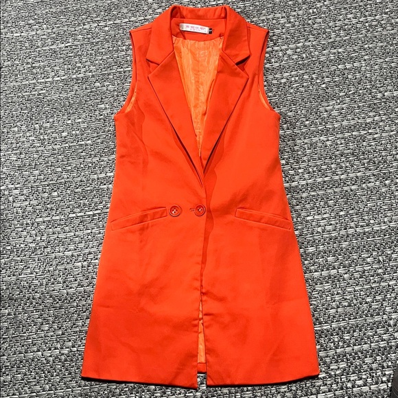 Kataglia Jackets & Blazers - Kataglia | Long Orange Blazer Vest